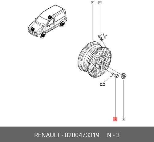 Болт колесный Renault оригинал 8200473319