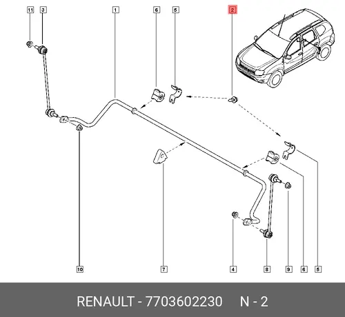  Болт подрамника М10 Симв. 7703602230 RENAULT