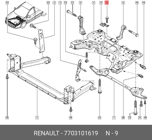 БОЛТ М10 7703101619 RENAULT