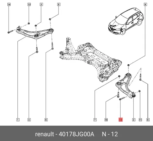 БОЛТ 40178JG00A RENAULT