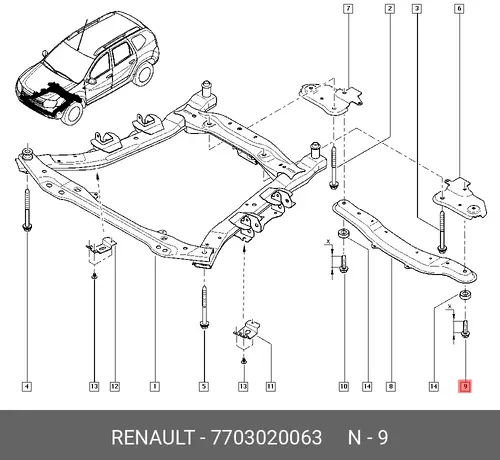  БОЛТ М10 7703020063 RENAULT