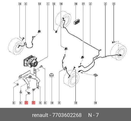 Болт крепежный RENAULT 7703602268