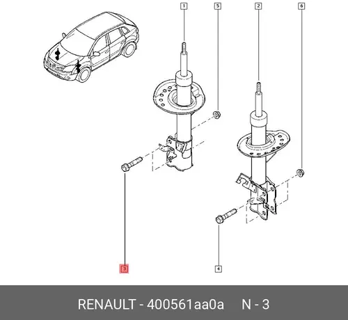 БОЛТ М12 400561AA0A RENAULT