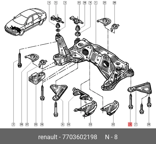 БОЛТ М12 7703602198 RENAULT