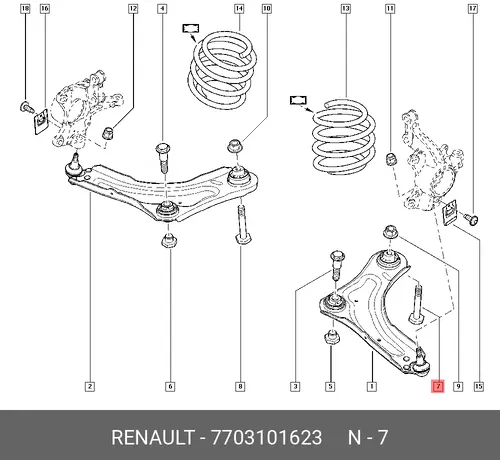 БОЛТ М14X150 RENAULT 7703101623