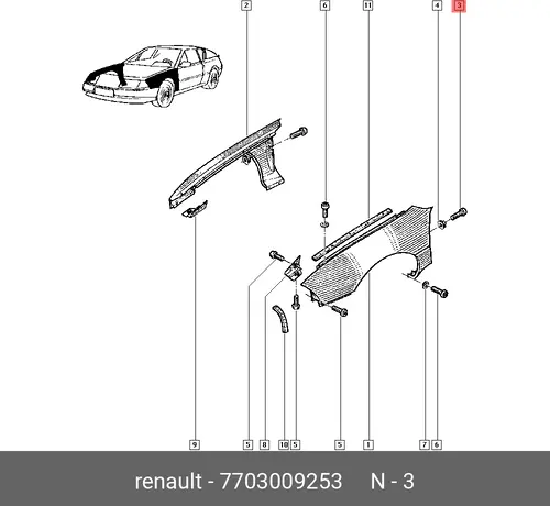  БОЛТ М6 7703009253 RENAULT