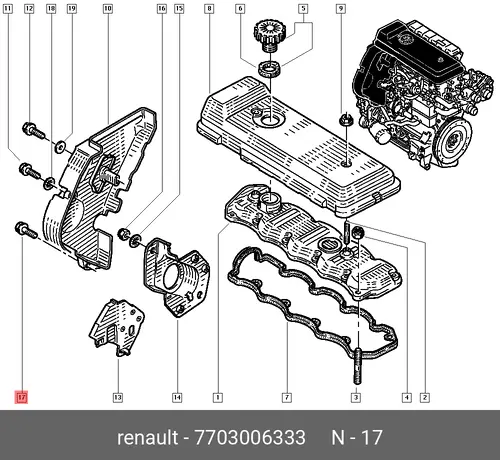  БОЛТ М6 7703006333 RENAULT