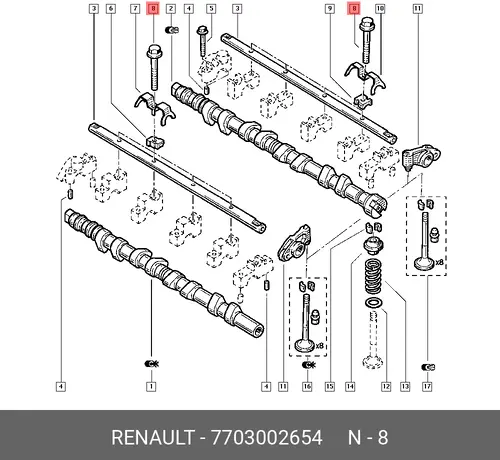 болт крепления распредвала!\Renault Trafic/Master 7703002654