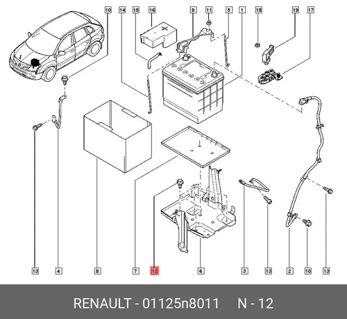 01125N8011 БОЛТ М8 RENAULT