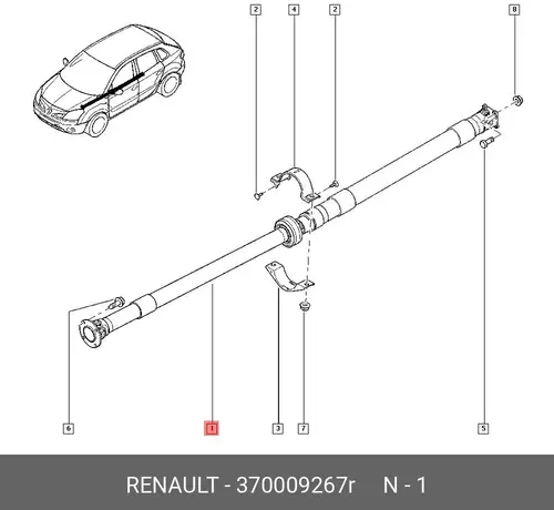 КАРДАН KOLEOS 370009267R RENAULT