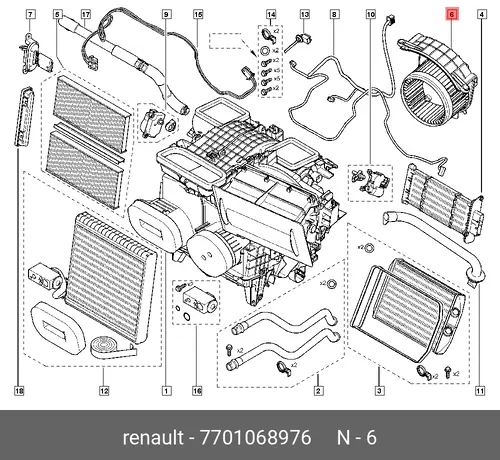 ВЕНТ ЦЕНТРОБЕЖН ОТОПИТ САЛОНА(ПОСТ,200 7701068976 RENAULT