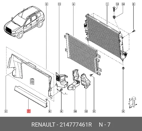 кронштейн радиатора!\ Renault 214777461R