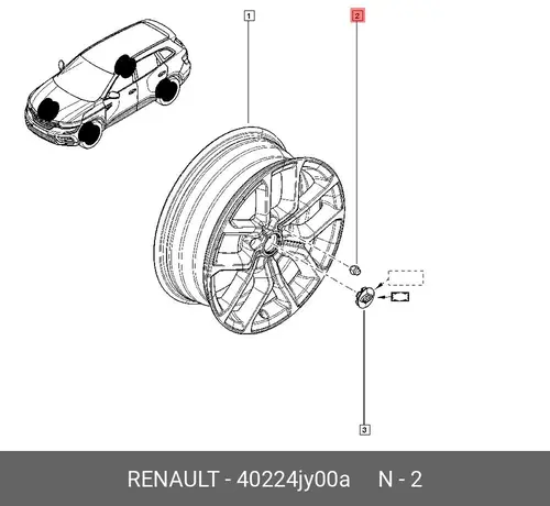 40224JY00A ГАЙКА КРЕПЛЕНИЯ КОЛЕСА RENAULT