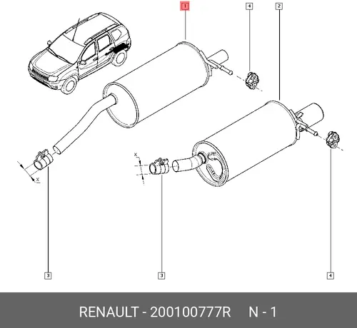 ГЛУШИТЕЛЬ ДАСТЕР 200100777R RENAULT