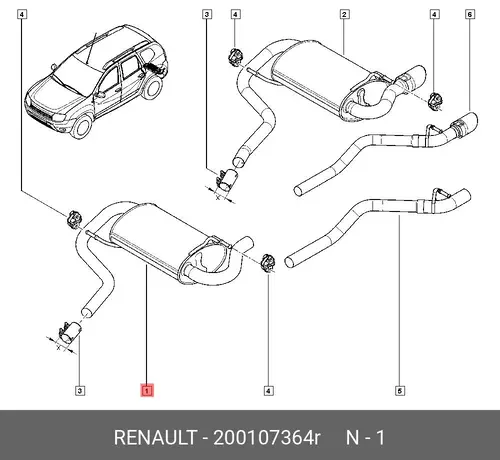 ГЛУШИТЕЛЬ ДАСТЕР 200107364R RENAULT