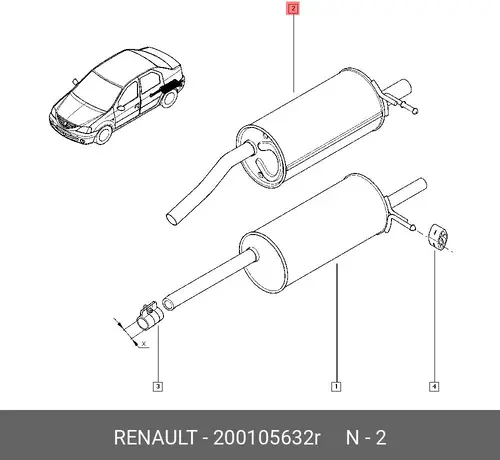 Глушитель RENAULT Sandero 200105632R