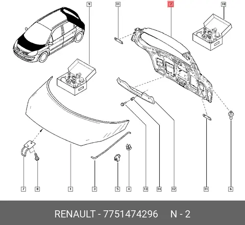 7751474296 ДВЕРЬ БАГАЖНИКА RENAULT