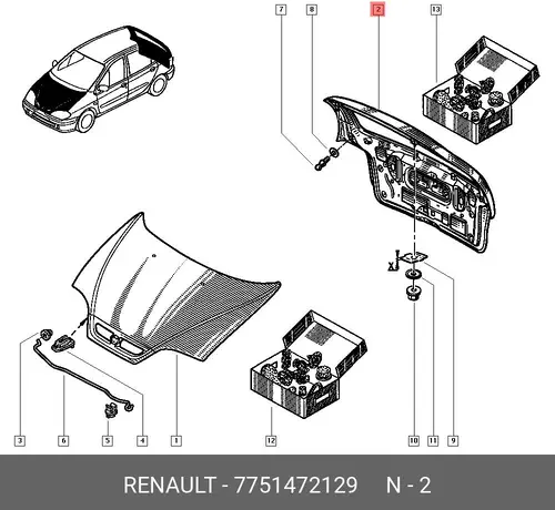 7751472129 ДВЕРЬ БАГАЖНИКА RENAULT