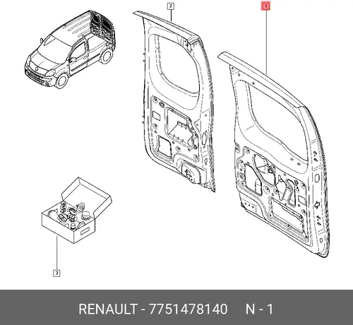  ДВЕРЬ ЗАД ЛЕВ (МЕТ) 7751478140 RENAULT
