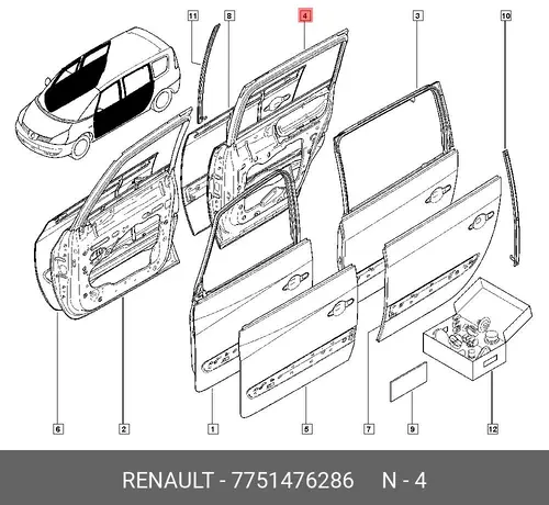 ДВЕРЬ ЗАД ПР 7751476286 RENAULT
