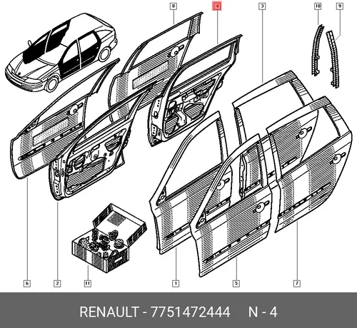 ДВЕРЬ ЗАД ПР 7751472444 RENAULT