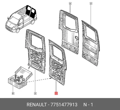 Дверь зад. лев. RENAULT Master II (распа 7751477913