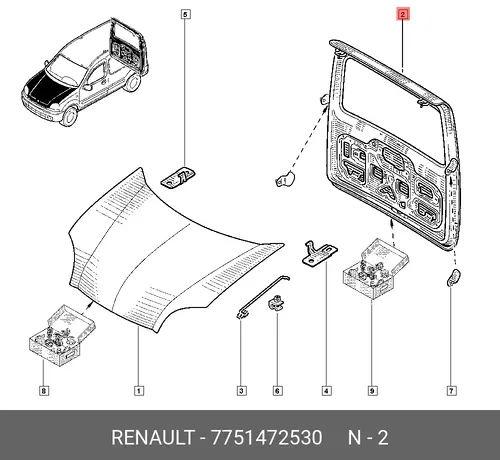  ДВЕРЬ БАГАЖНИКА 7751472530 RENAULT