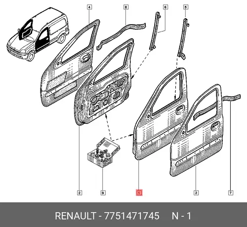 ДВЕРЬ ПЕР ЛЕВ 7751471745 RENAULT