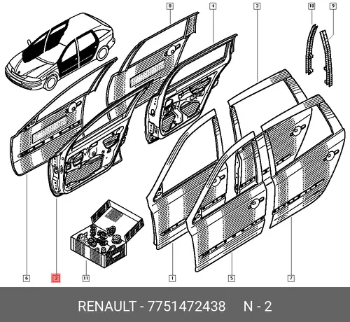 ДВЕРЬ ПЕР ПР 7751472438 RENAULT