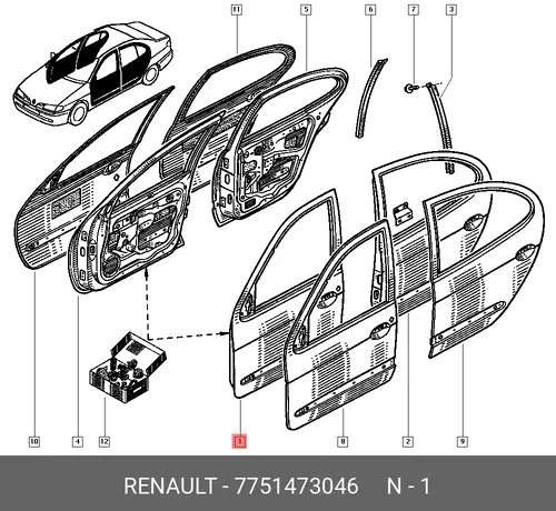 ДВЕРЬ ПЕР. ЛЕВ. 7751473046 RENAULT