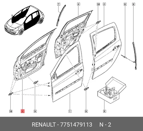 ДВЕРЬ ПЕР. ПРАВ. (МЕТ) 7751479113 RENAULT