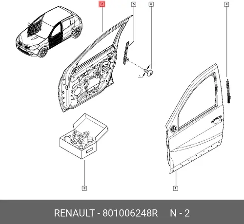  ДВЕРЬ ПЕР. ПРАВ. SANDERO 801006248R RENAULT