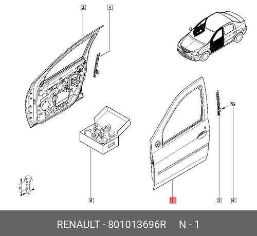 ДВЕРЬ ПЕР. 801013696R RENAULT