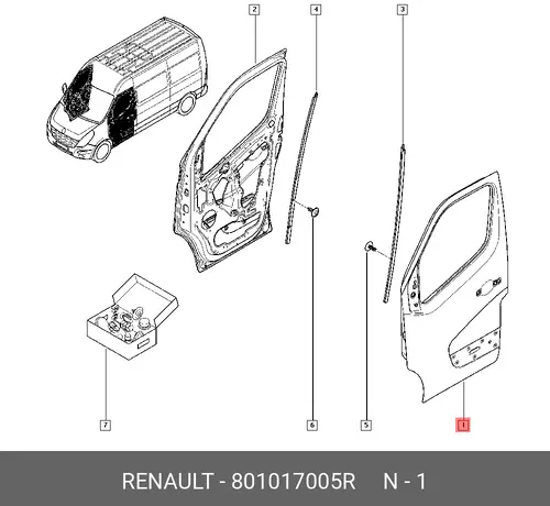 Дверь перед. лев. RENAULT Master III 801 801017005R