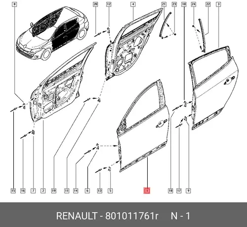 801011761R ДВЕРЬ ПЕР. ЛЕВ. RENAULT