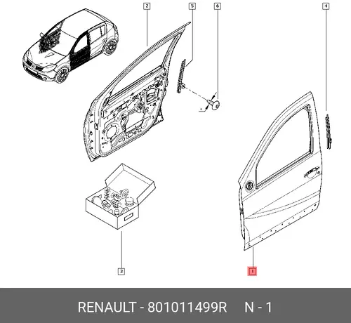  ДВЕРЬ ПЕРЕДНЯЯ ЛЕВ. 801011499R RENAULT