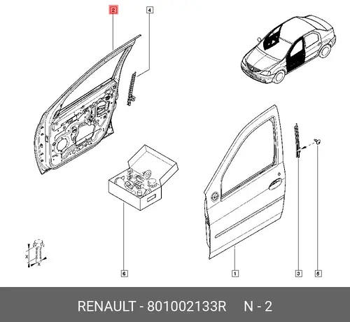 ДВЕРЬ ПЕР. ПРАВ. (ЛАРГУС) 801002133R RENAULT