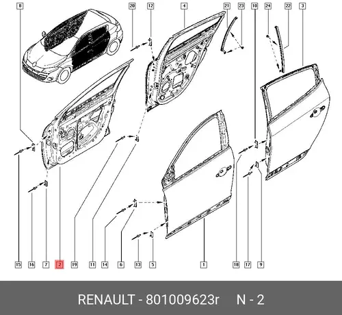 Дверь пер. прав. Megane 3 801009623R RENAULT