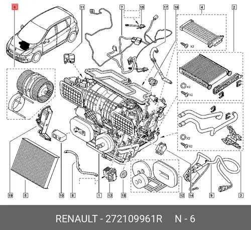 Вентилятор отопителя RENAULT 272109961R