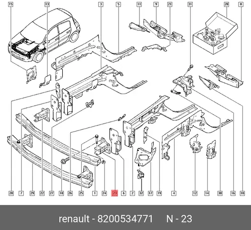 ДЕРЖ ПОПЕРЕЧ КУЗОВА (МЕТ 8200534771 RENAULT