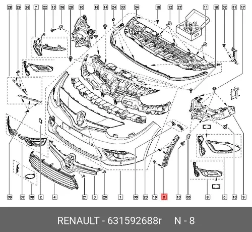 кронштейн пер бампера лев!\ Renault 631592688R