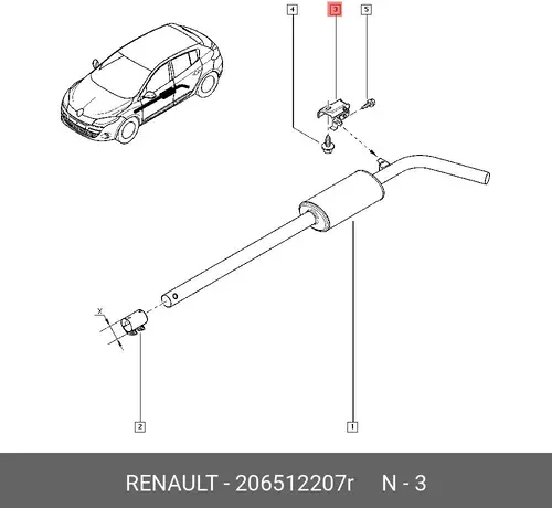 КРЕПЛЕНИЕ ГЛУШИТЕЛЯ 206512207R RENAULT