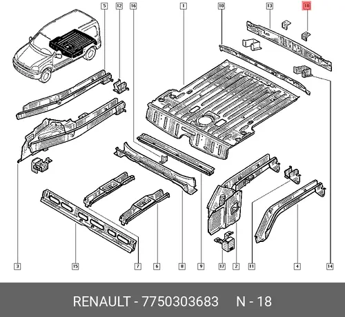 ДЕРЖАТЕЛЬ ЗАДНЕГО БАМПЕРА (МЕТ) 7750303683 RENAULT