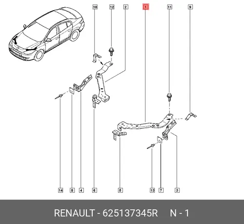  ПАНЕЛЬ ПЕР. ЛЕВ. MEGANE III 625137345R RENAULT