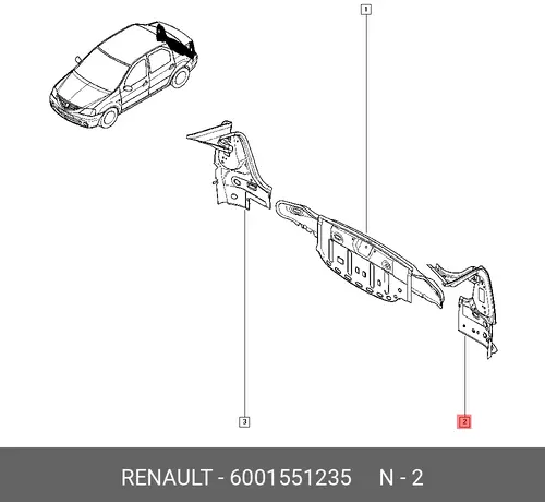 РАМКА ФОНАРЯ ЗАД. ЛЕВ. LOGAN 6001551235 RENAULT