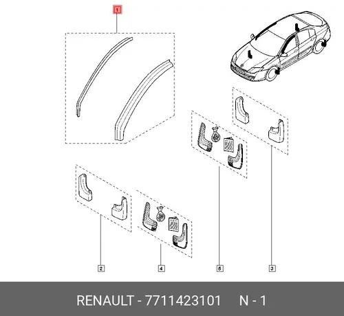  КОМП ДЕФЛЕКТОРОВ ПЕР 2ШТ 7711423101 RENAULT