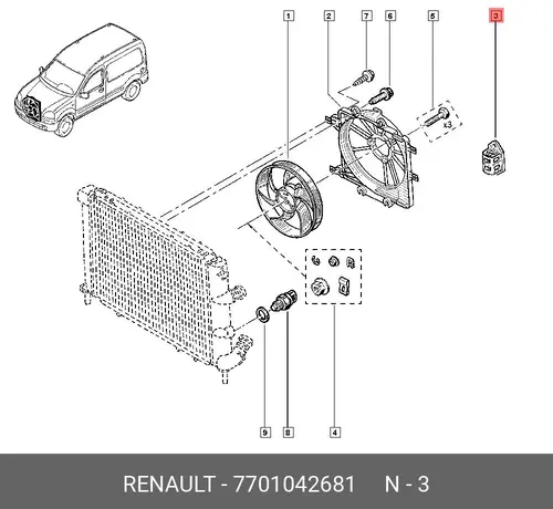 7701042681 RENAULT РЕЗИСТОР ВЕНТ. ПЕЧКИ