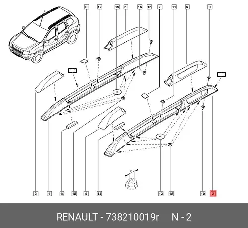 Абсорбер-усилитель бампера RENAULT 738210019R