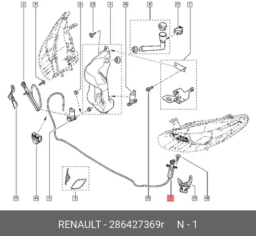 286427369R ЖИКЛЕР ОМЫВАТЕЛЯ ФАР ЛЕВ. (ПЛАС) RENAULT