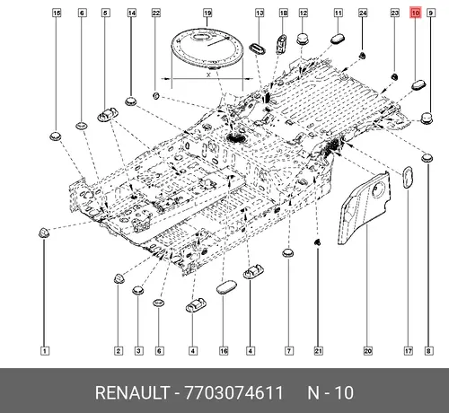 заглушка кузова!\ Renault 7703074611